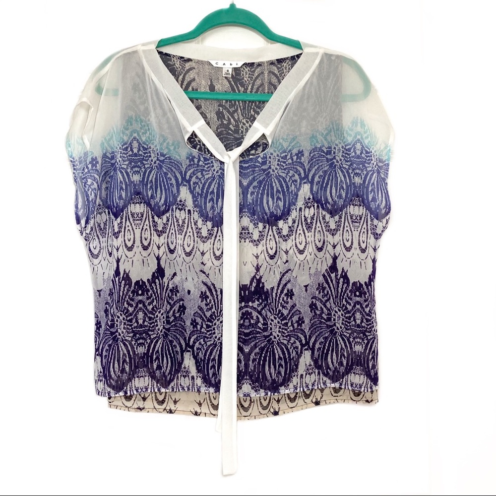 CAbi 238 Sleeveless Chiffon Blouse Size S
